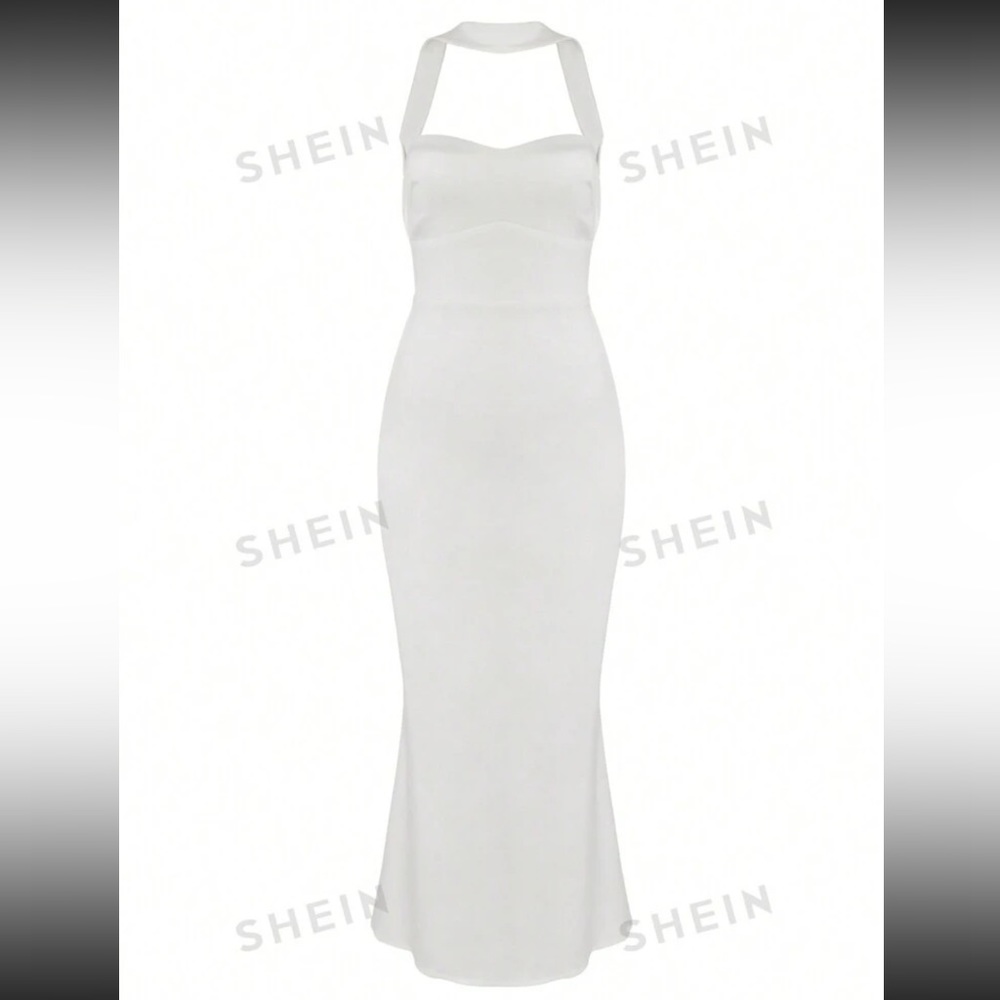Silk white halter dress - Picture 5 of 8